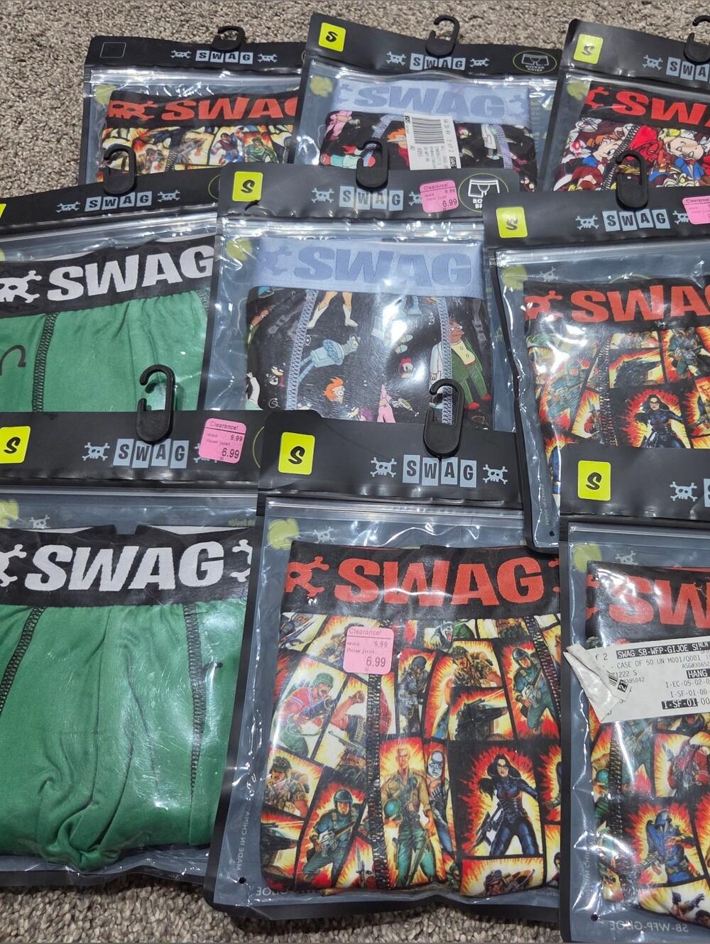 Swag Mens Boxers Lot Assorted Prints Size Small Includes 9 Pairs